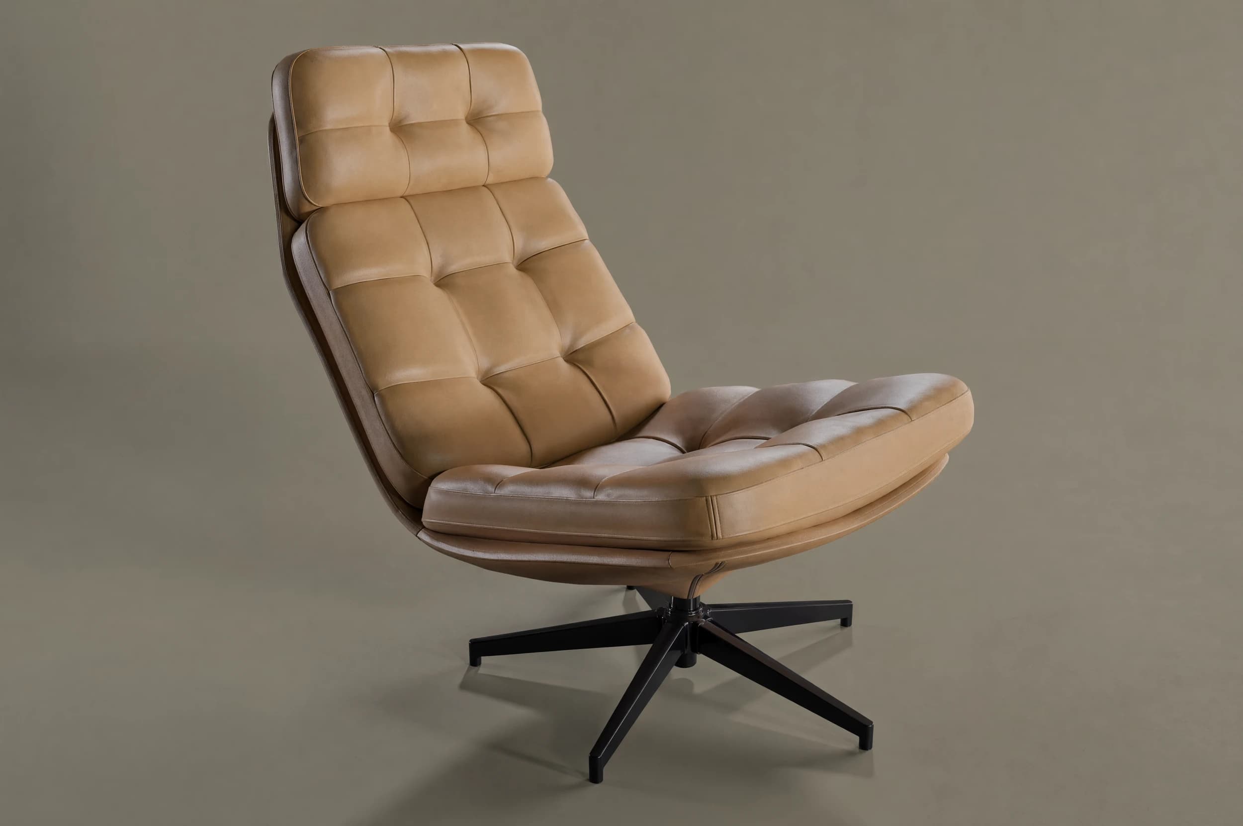Rendering eines Leder-Loungesessels mit Sternfuß