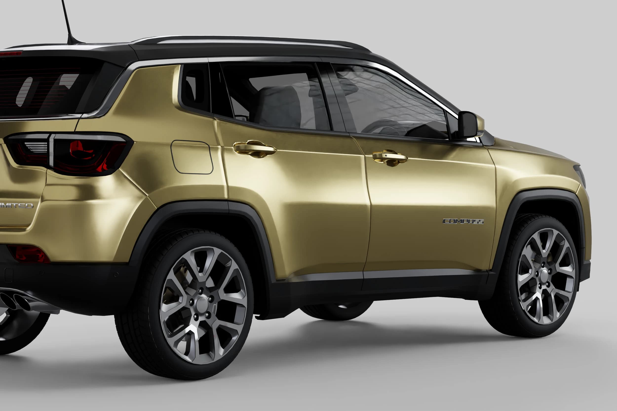 Rendering eines SUV in der Heckansicht
