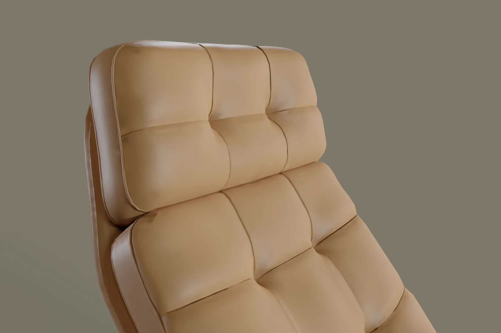 3D-Rendering eines Leder-Loungechairs vor der KI-Veredelung